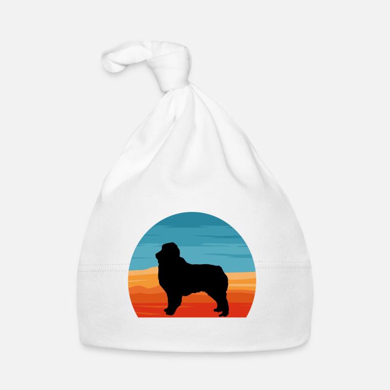 Austrealian Shephard Dog Silhouette Retro Sunset Bonnet bio Bébé