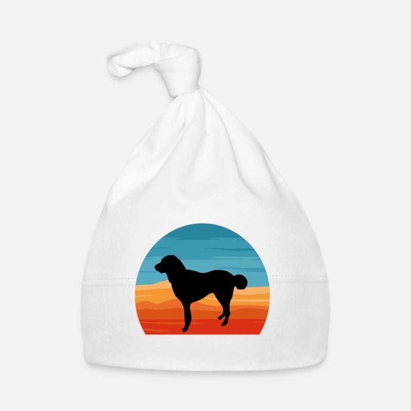 Kuchi Afghan Shepard Dog Silhouette Rétro Coucher de soleil Bonnet bio Bébé