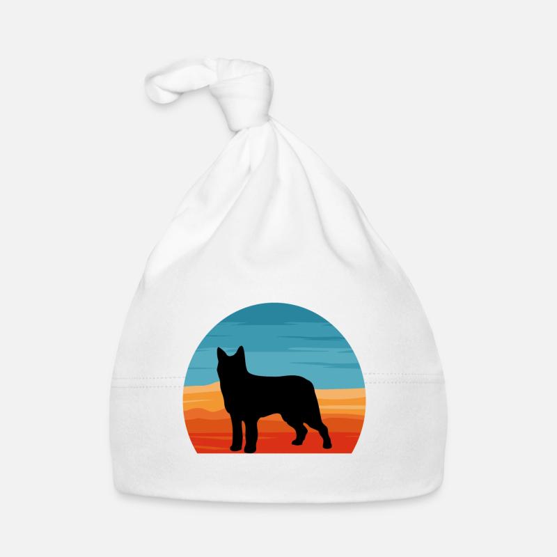 Bouvier Des Ardennes Dog Silhouette Retro Sunset Organic Baby Cap