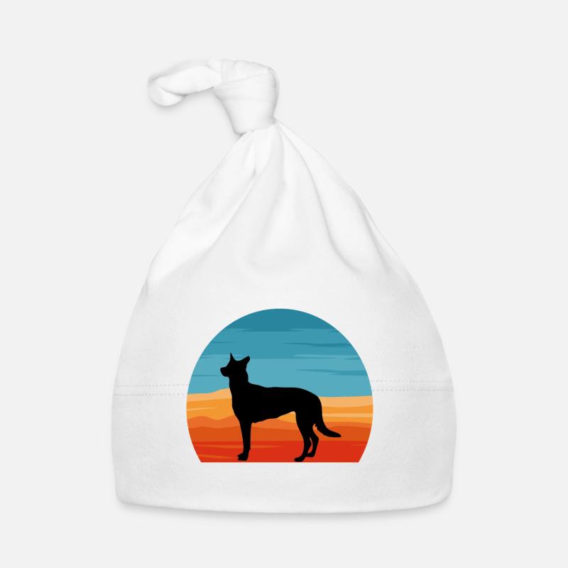 Belgischer Schäferhund Malinois Hund Silhouette Retro Baby Bio-Mütze