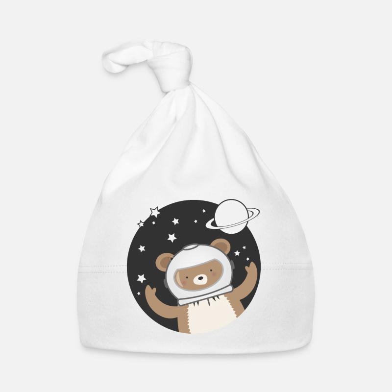 cute astronaut bear in comic style Organic Baby Cap
