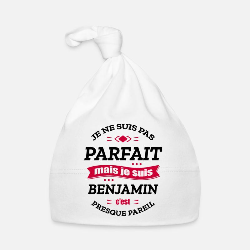 BENJAMIN PARFAIT - PRENOM BENJAMIN - Bonnet bio Bébé - blanc