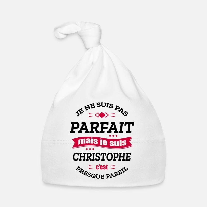 CHRISTOPHE PARFAIT - PRENOM CHRISTOPHE - Bonnet bio Bébé - blanc