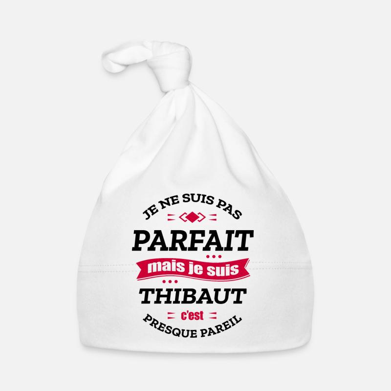 THIBAUT PARFAIT - PRENOM THIBAUT - Bonnet bio Bébé - blanc