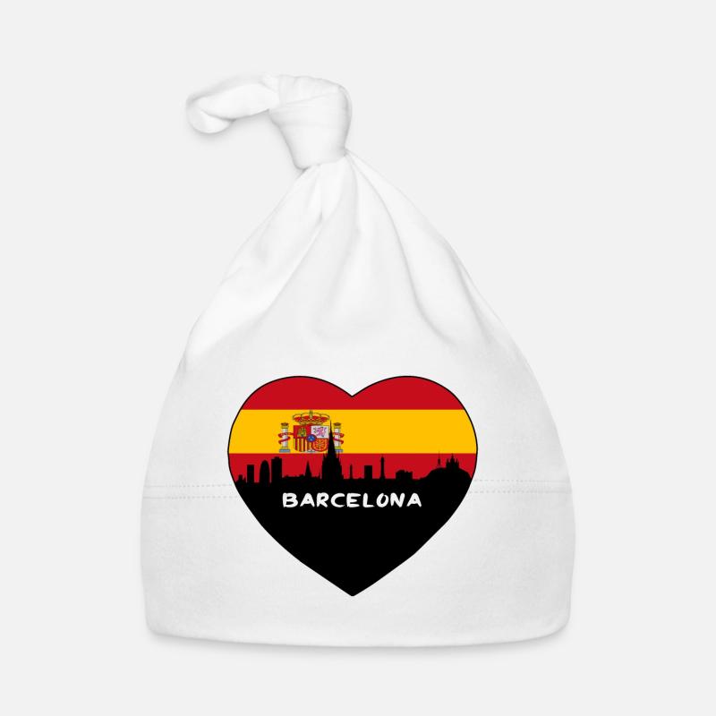 Barcelone Espagne Flag Skyline Souvenir de voyage Bonnet bio Bébé