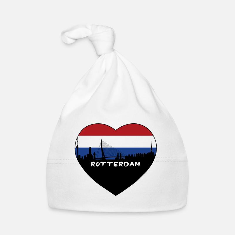 Rotterdam Pays-Bas Flag Skyline Souvenir de voyage Bonnet bio Bébé