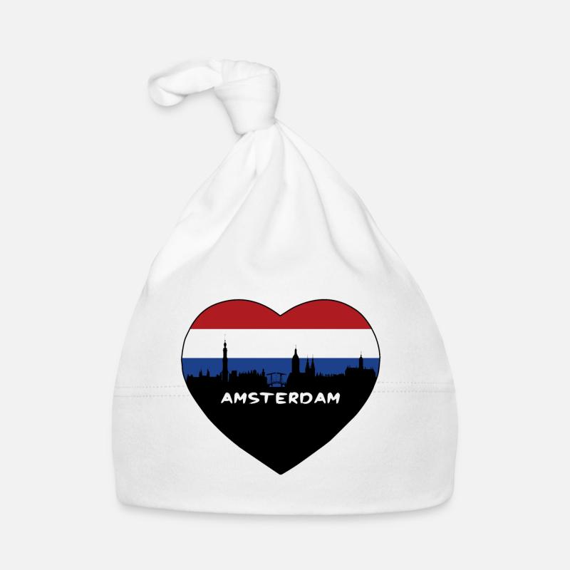 Amsterdam Pays-Bas Flag Skyline Souvenir de voyage Bonnet bio Bébé