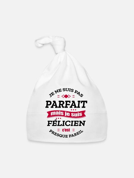 FÉLICIEN PARFAIT - PRENOM FÉLICIEN - Bonnet bio Bébé - blanc - Devant