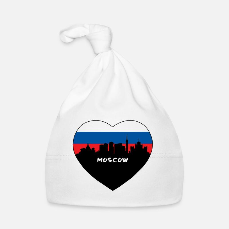 Moscou Russie Drapeau Skyline Voyage Souvenir Bonnet bio Bébé
