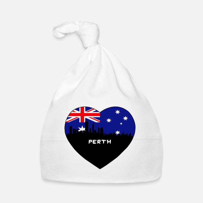 Perth Australia Flag Skyline Souvenir de voyage Bonnet bio Bébé