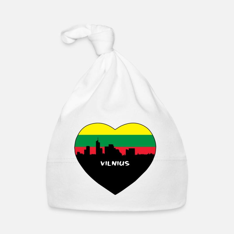 Vilnius Lithuania Flag Skyline Travel Souvenir Organic Baby Cap
