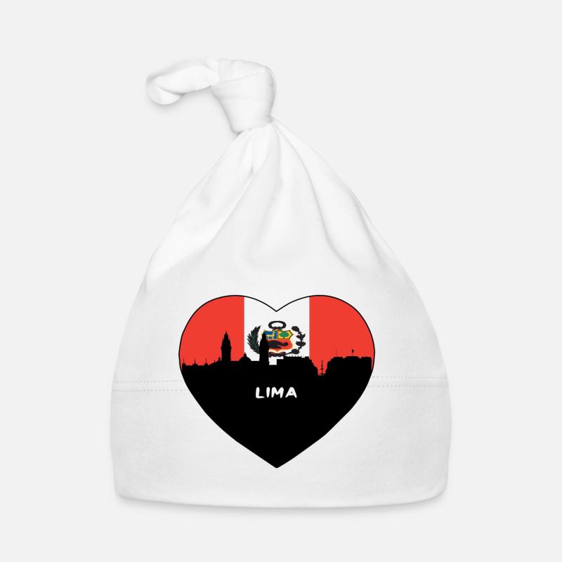 Lima Pérou Flag Skyline Souvenir de voyage Bonnet bio Bébé