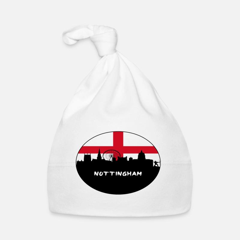 Nottingham Angleterre Flag Skyline Souvenir de voyage Bonnet bio Bébé