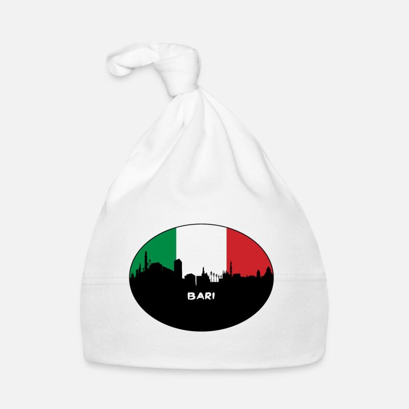 Bari Italie Flag Skyline Souvenir de voyage Bonnet bio Bébé