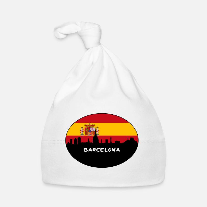 Barcelona-Spanien-Flaggen-Skyline-Schattenbild-Reise Baby Bio-Mütze