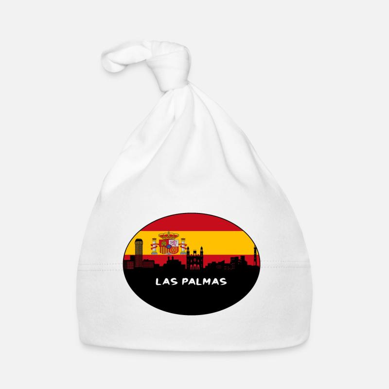 Las Palmas Spain Flag Skyline Silhouette Travel Organic Baby Cap