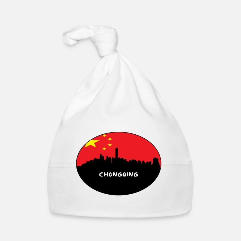 Chongqing, Chine, drapeau, horizon, silhouette, voyage Bonnet bio Bébé