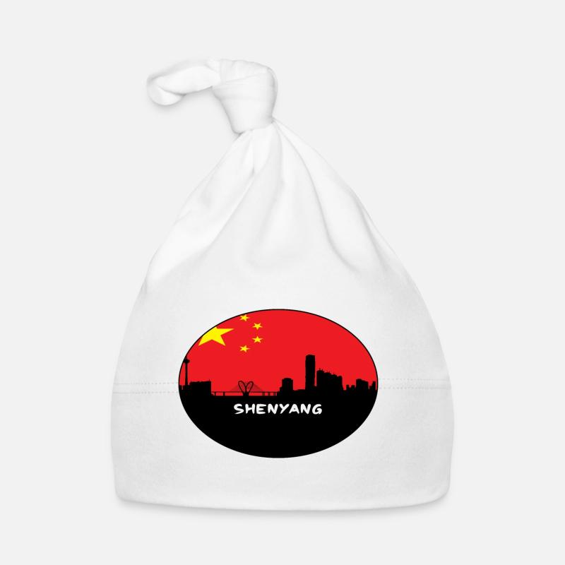 Shenyang Chine Drapeau Skyline Silhouette Travel Bonnet bio Bébé