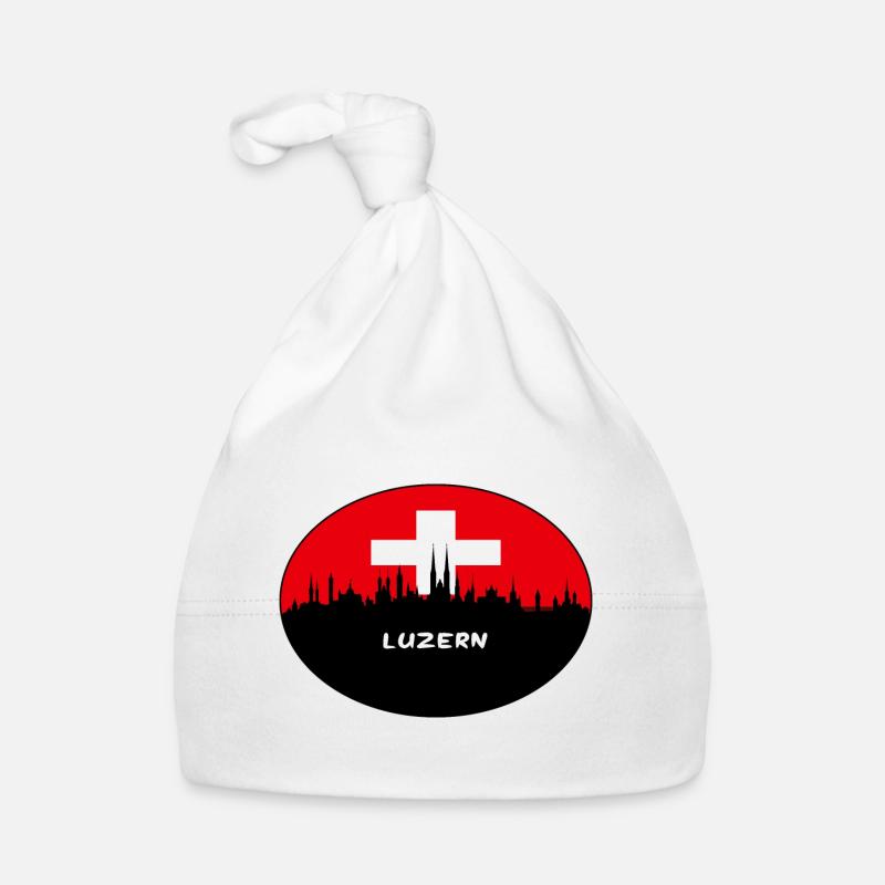 Lucerne Suisse Flag Skyline Silhouette Voyage Bonnet bio Bébé