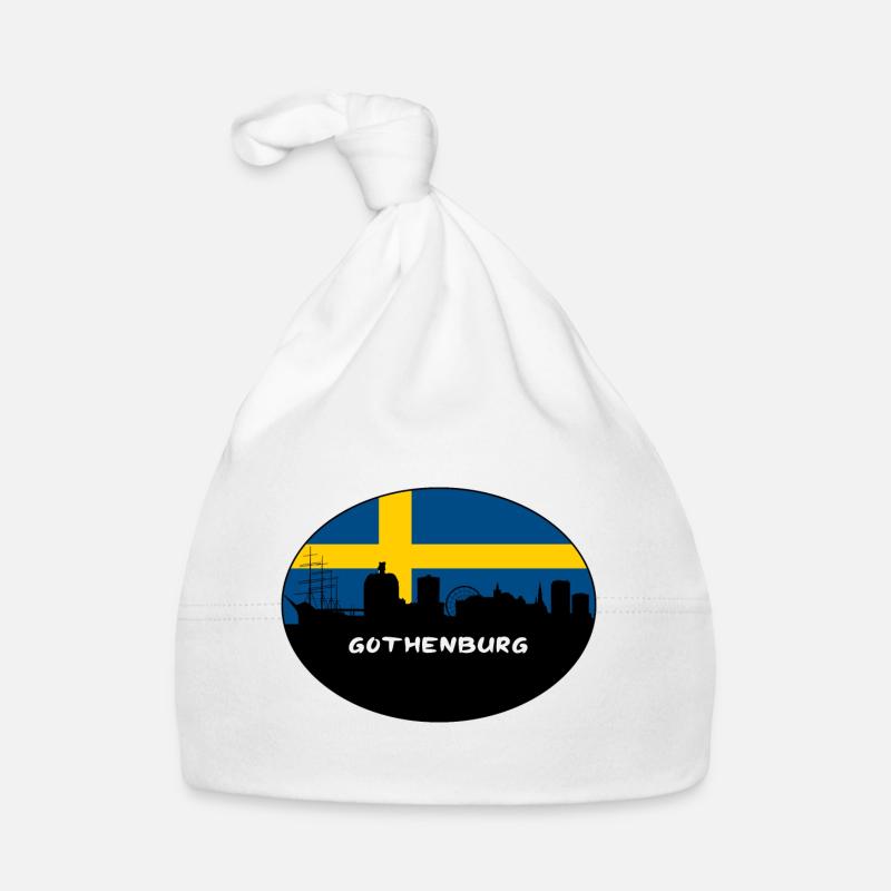 Göteborg Suède Drapeau Skyline Silhouette Travel Bonnet bio Bébé
