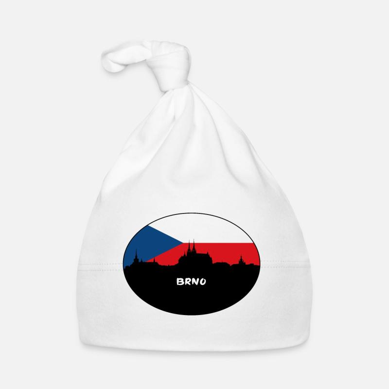 Brno Tchéquie Drapeau Skyline Silhouette Travel Bonnet bio Bébé