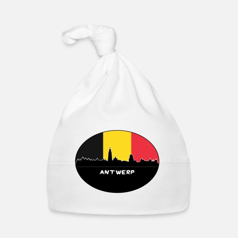 Antwerp Belgium Flag Skyline Silhouette Travel Organic Baby Cap