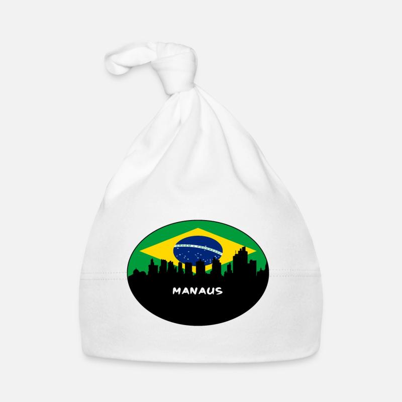 Manaus Brésil Drapeau Skyline Silhouette Travel Bonnet bio Bébé