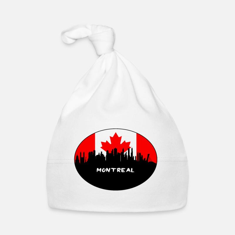 Drapeau Canada Montréal Skyline Voyage Silhouette Bonnet bio Bébé