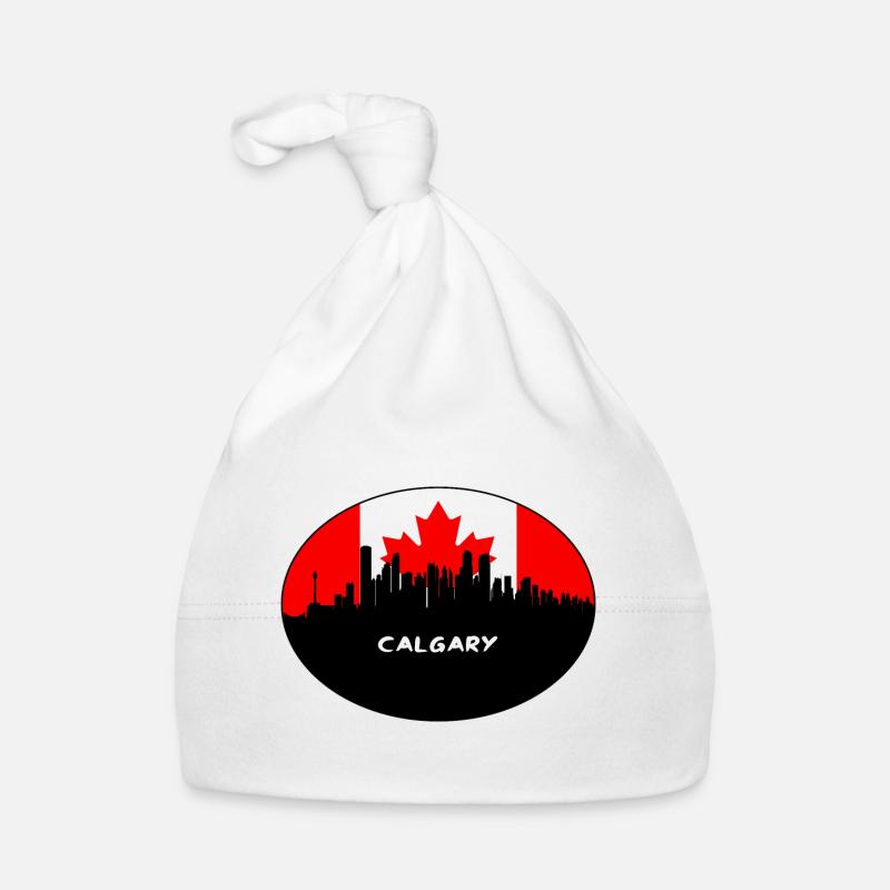 Drapeau Canada Calgary Skyline Voyage Silhouette Bonnet bio Bébé