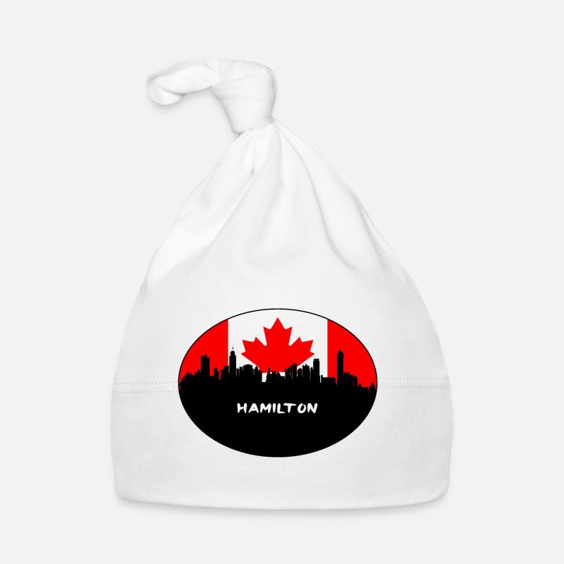 Hamilton Canada Drapeau Skyline Voyage Silhouette Bonnet bio Bébé