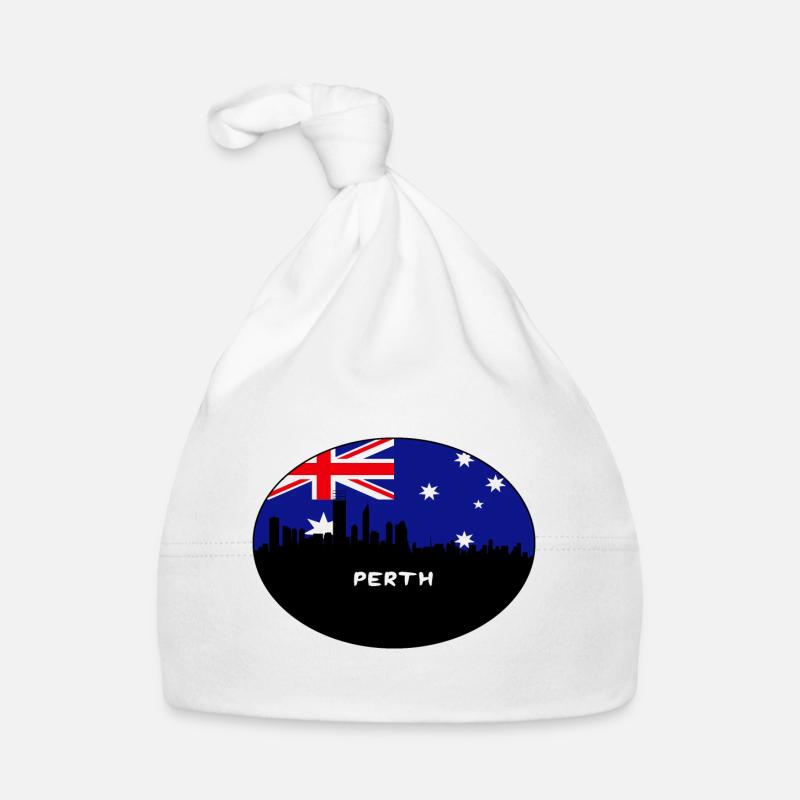 Perth Australie Drapeau Skyline Voyage Silhouette Bonnet bio Bébé