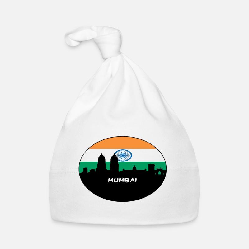 Mumbai Inde Drapeau Skyline Voyage Silhouette Bonnet bio Bébé