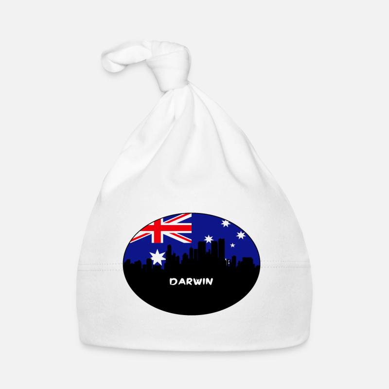 Darwin Australie Drapeau Skyline Voyage Silhouette Bonnet bio Bébé
