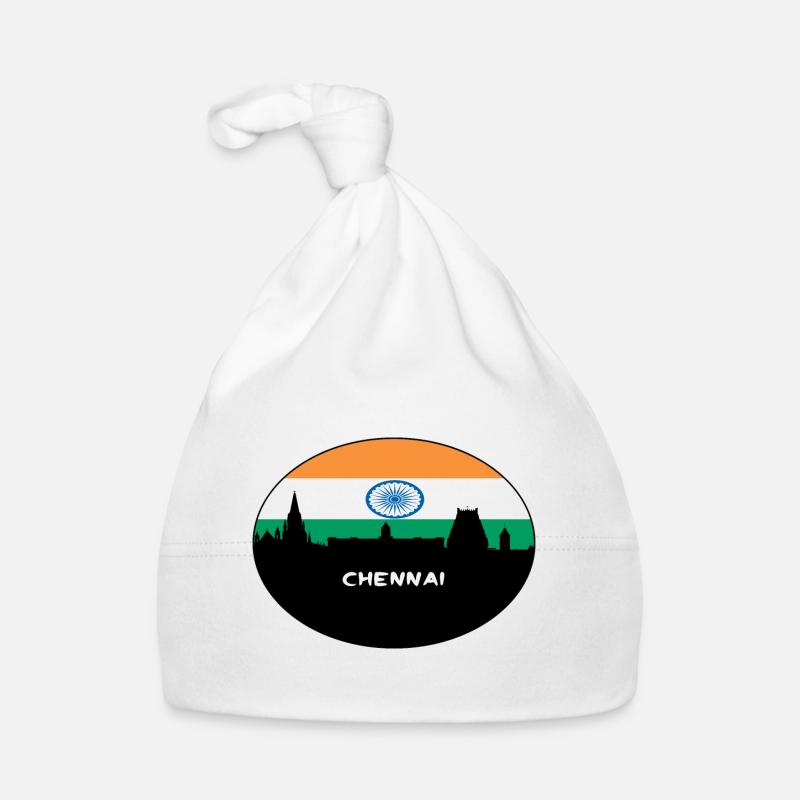 Chennai Inde Drapeau Skyline Voyage Silhouette Bonnet bio Bébé
