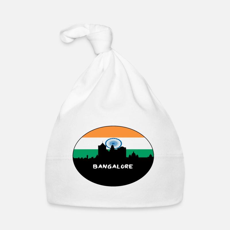 Bangalore Inde Drapeau Skyline Voyage Silhouette Bonnet bio Bébé