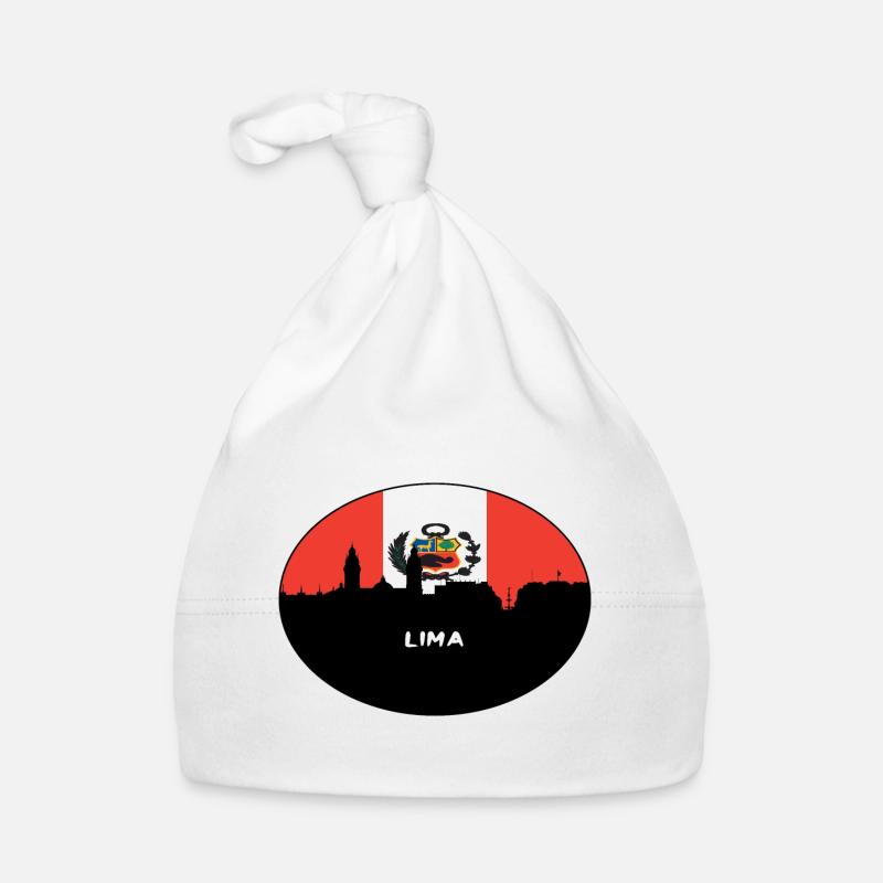 Lima Pérou Drapeau Skyline Voyage Silhouette Bonnet bio Bébé