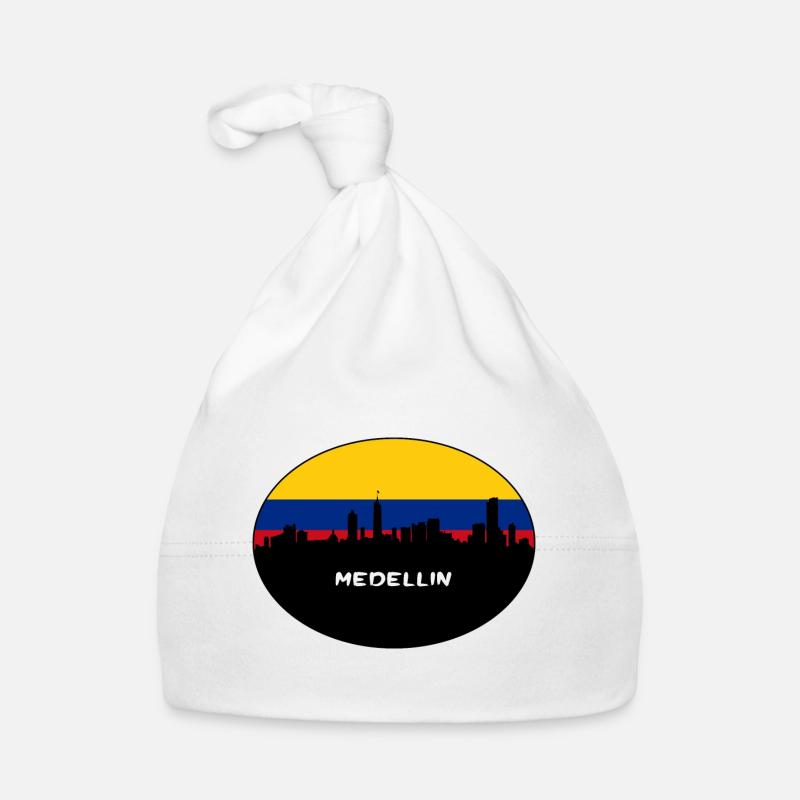 Medellin Colombie Drapeau Skyline Silhouette Travel Bonnet bio Bébé