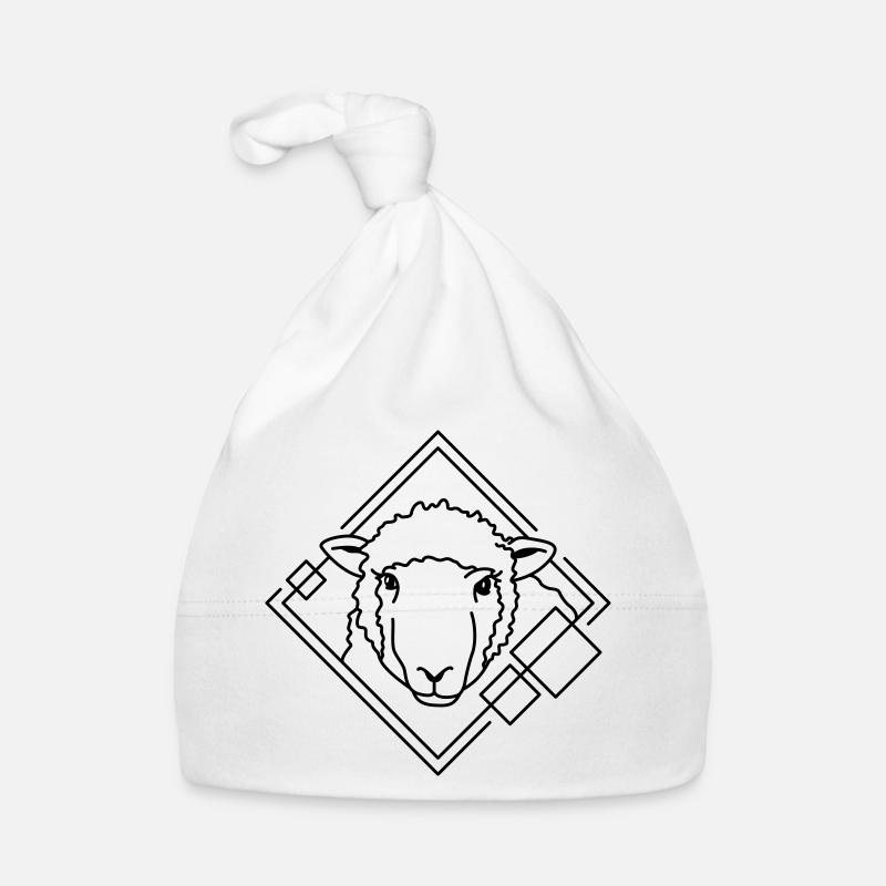 Sheep in Geometric Shape - Line Art Design Organic Baby Cap