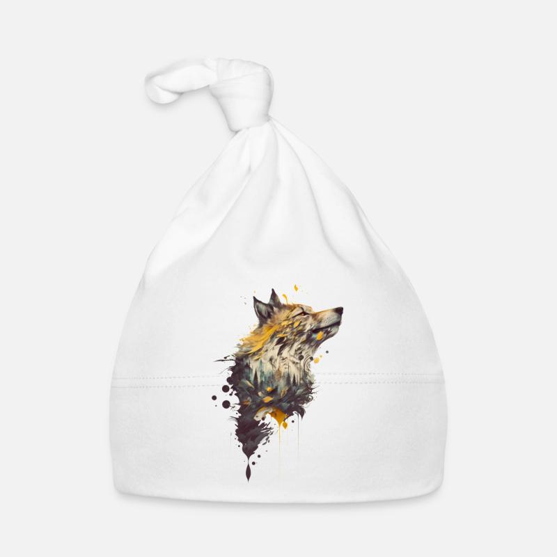 Wolf Design with an included forest Organic Baby Cap