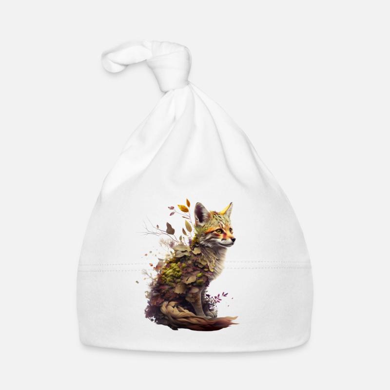 Fox with plants on his back - Organic Baby Cap - white