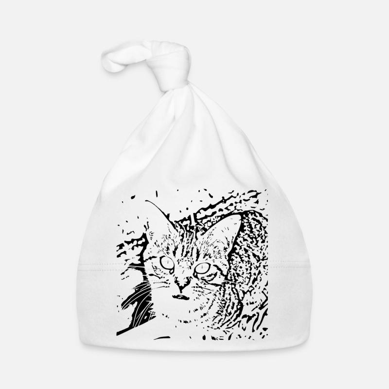 chat chaton noir mignon Bonnet bio Bébé
