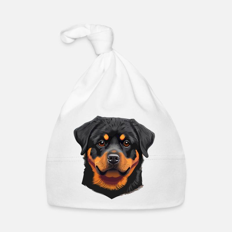 Cute Rottweiler Dog Breed Head Cartoon Organic Baby Cap