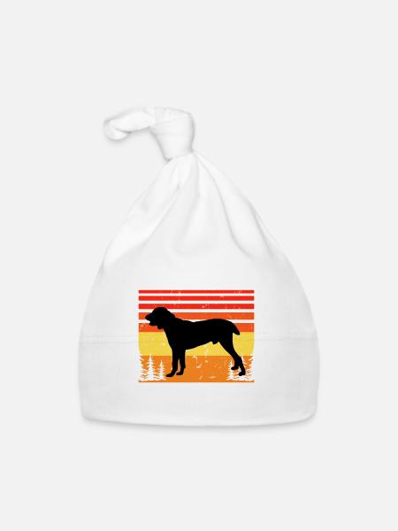Zentralasiatischer Schäferhund Silhouette Retro Sonnenuntergang - Baby Bio-Mütze - Weiß - Vorne