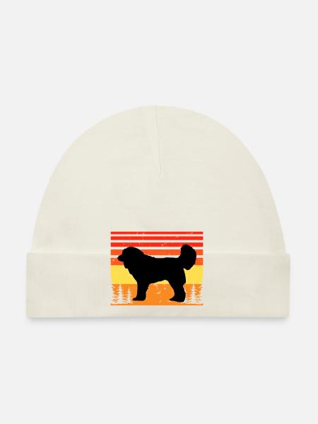Georgischer Schäferhund Liebe Silhouette Retro Sonnenuntergang - Baby Bio-Mütze - Weiß - Vorne
