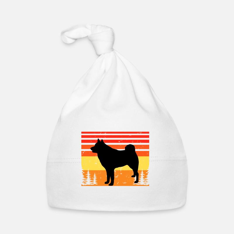 Finnish Spitz Dog Lover Silhouette Vintage Sunset Organic Baby Cap