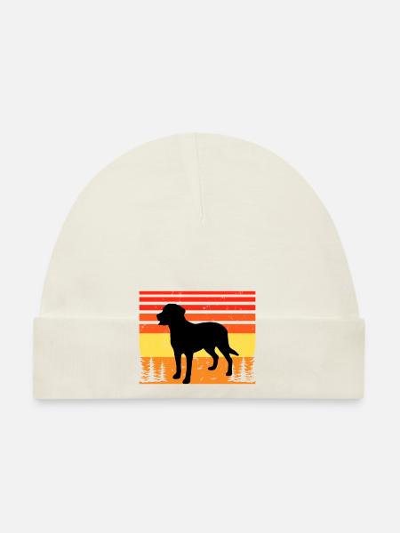 Grand Suisse Mountain Dog Silhouette Retro Sunset - Bonnet bio Bébé - blanc - Devant