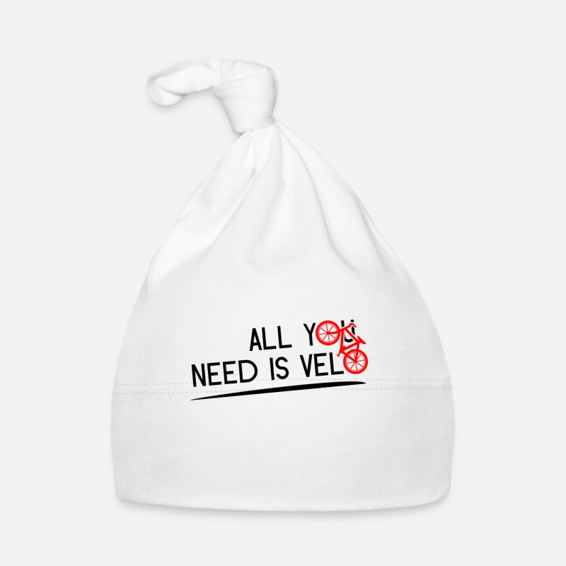 ALL YOU NEED IS VELO ! (noir) - Bonnet bio Bébé - blanc