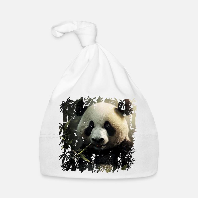 Beautiful black and white panda snacking Organic Baby Cap