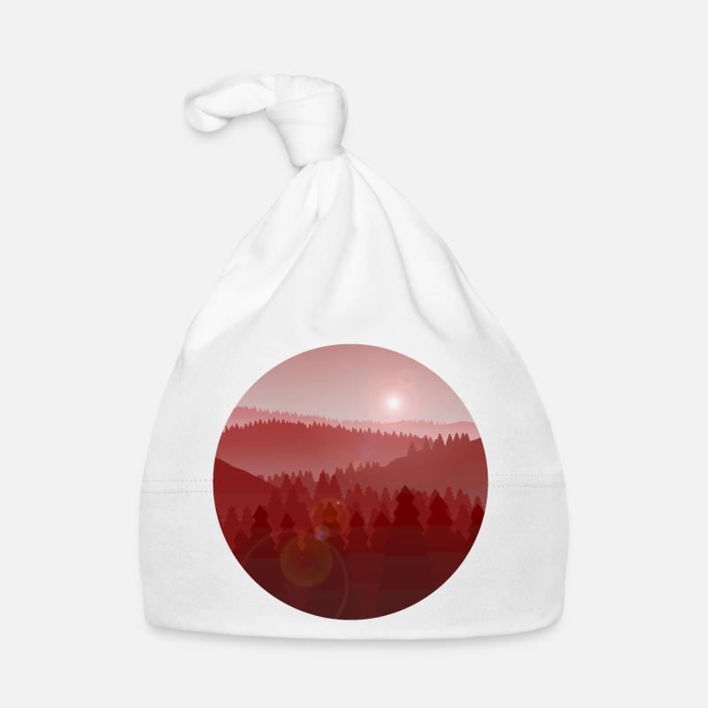 Sunset in pine forest Organic Baby Cap
