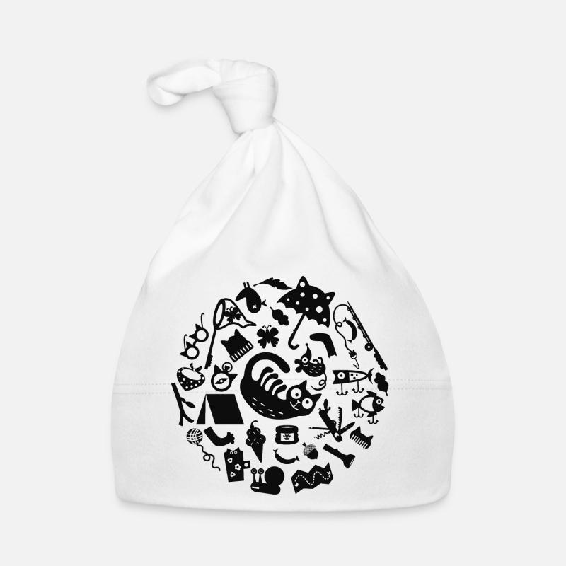 Cat Camping L Schwarz Baby Bio-Mütze